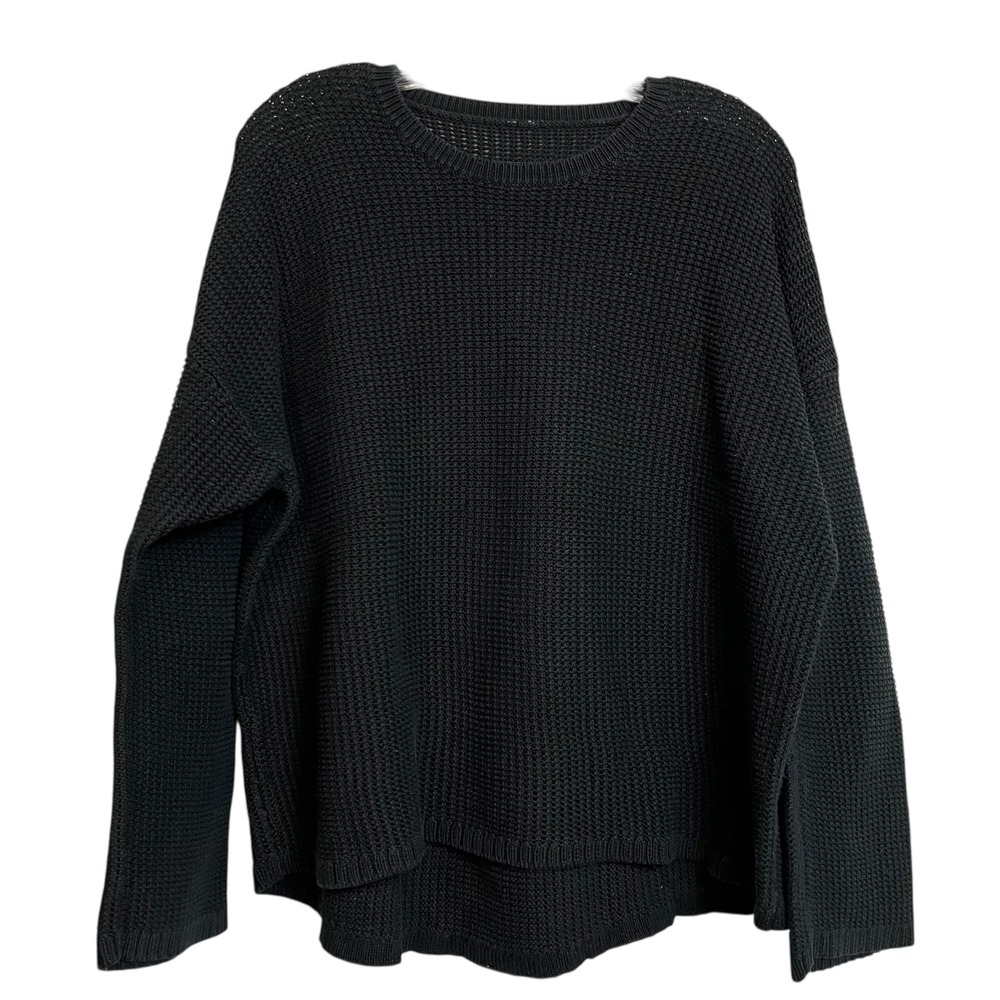 Lululemon Black Easy Embrace Waffle Knit  Sweater‎ Long Sleeve Casual M/L